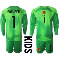 Dječji Nogometni Dres Nizozemska Remko Pasveer #1 Golmanski Domaci SP 2022 Dugi Rukav (+ Kratke hlače)